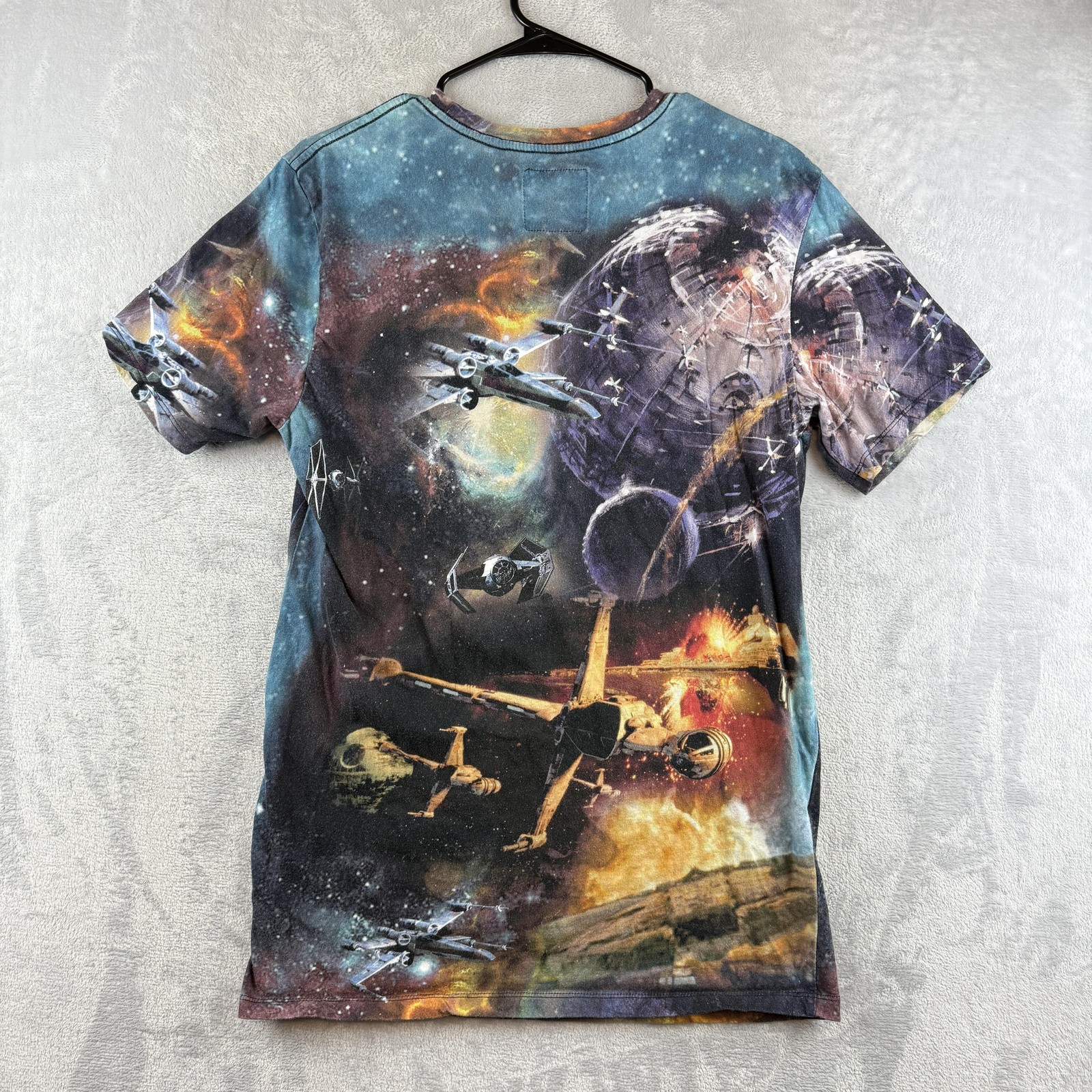 Star Wars Shirt Mens Large Multicolor On The Byas Death Star All Over Print Tee gallery