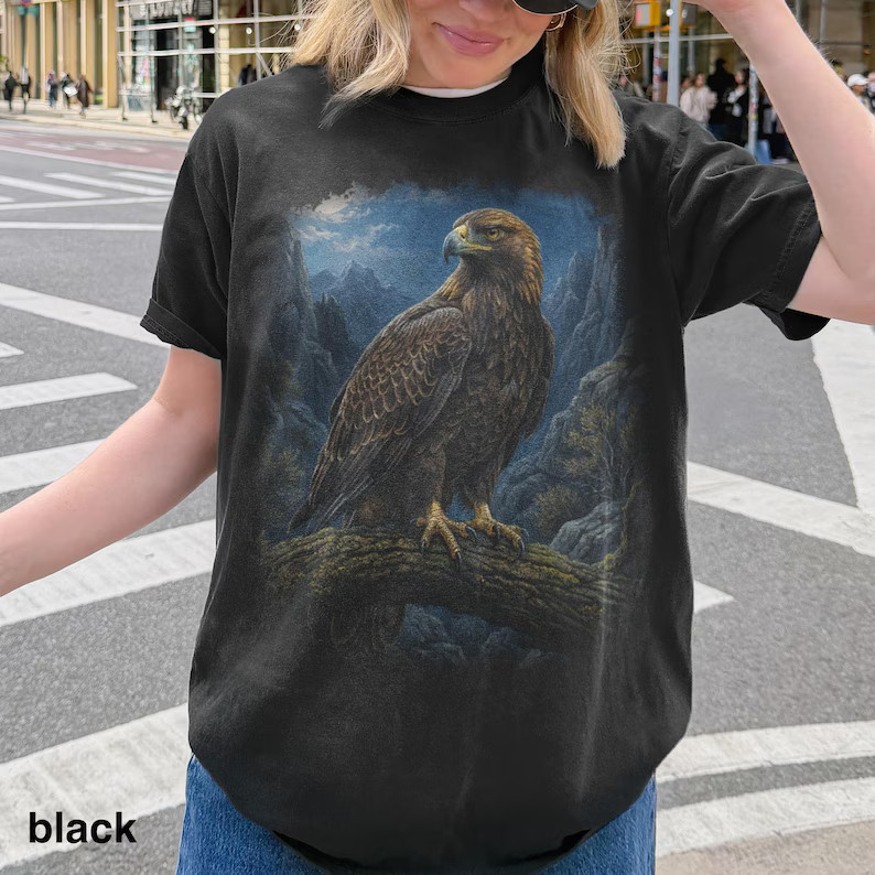 Golden Eagle Moon Comfort Tee Shirt Nature Wildlife Animal Soft gallery