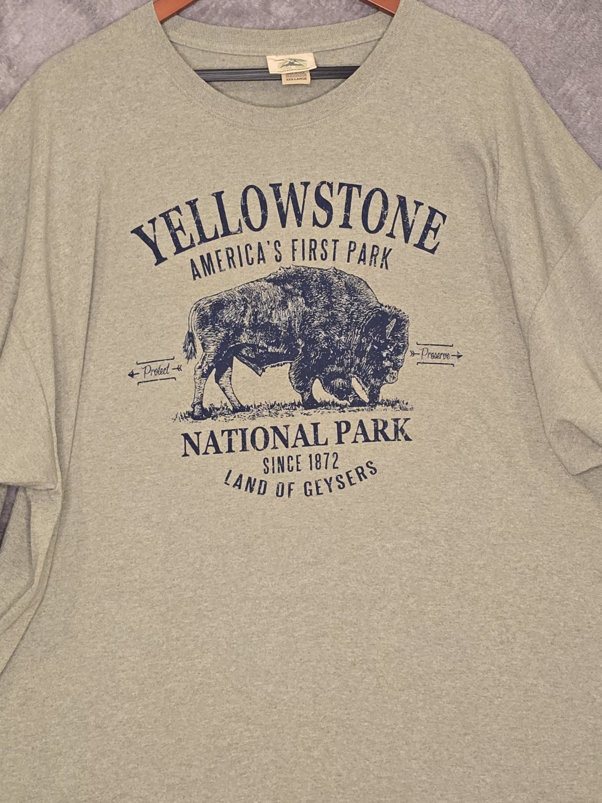 VTG 90s Eco Mountain Bison Yellowstone National Park Graphic T-Shirt 3X Green gallery