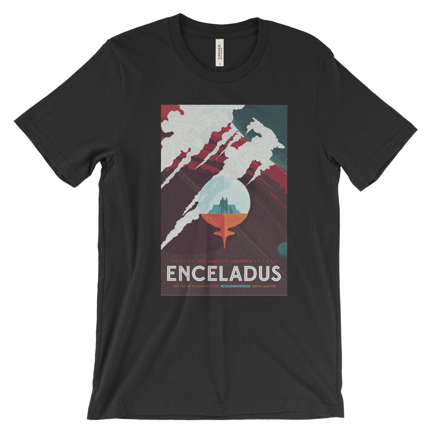 Enceladus Poster Print T-Shirt NASA Space Travel Series Black, White, or Gray gallery