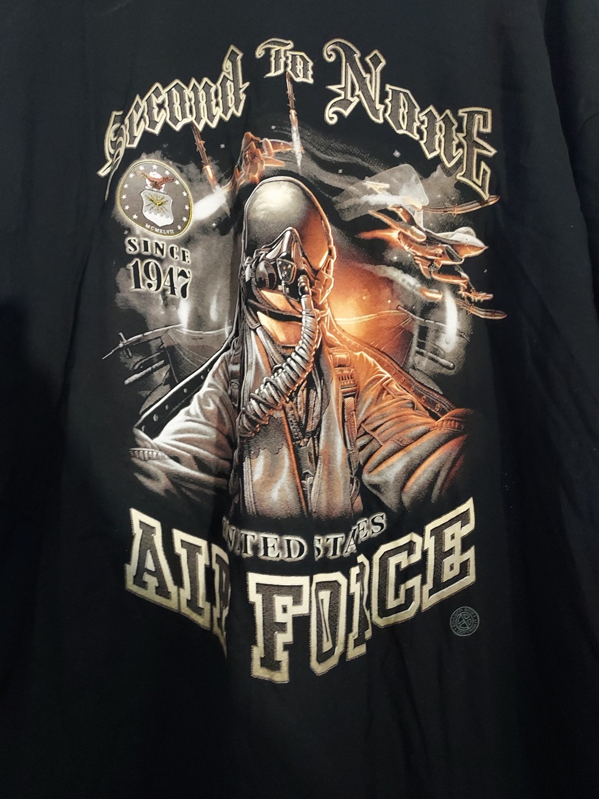 NWOT Gildan Custom Shirt Air force Second To None Military Sz L ~ #55 gallery