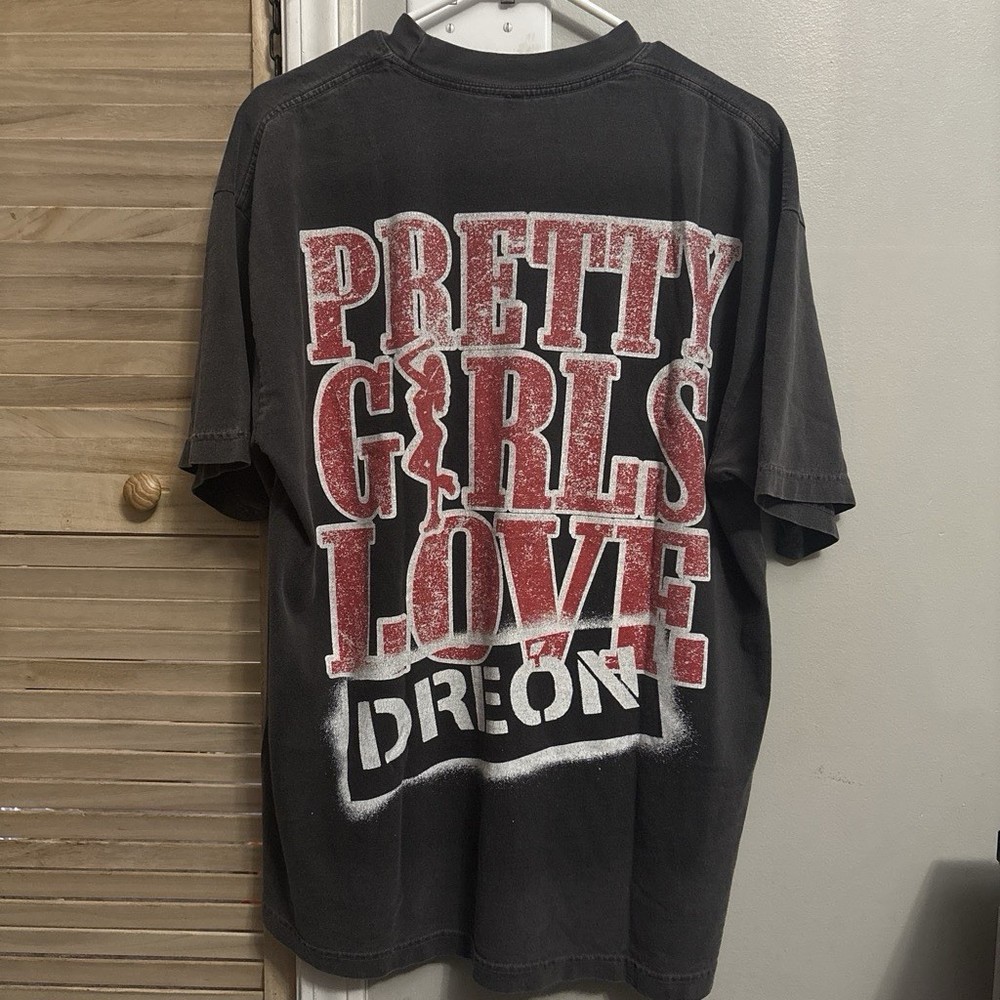 Dre’on Men’s 2XL Black Double-Sided Logo Graphic Tee Crew Neck Short Sleeve