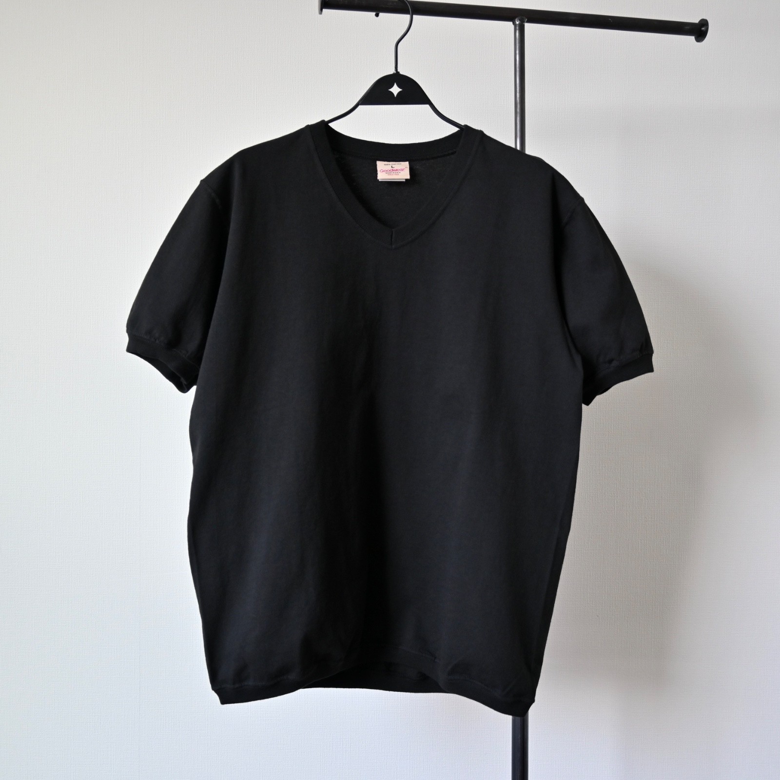 UNUSED, GOODWEAR CUFF AND HEM RIB heavyweight t-shirt made in USA, black, size L gallery