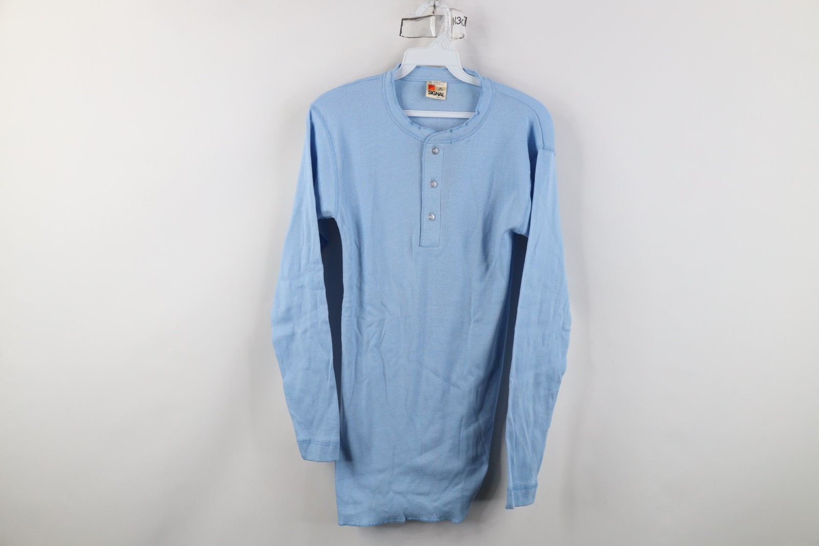 Vtg 80s 90s Streetwear Mens Medium Blank Thermal Ribbed Knit Henley T-Shirt USA gallery