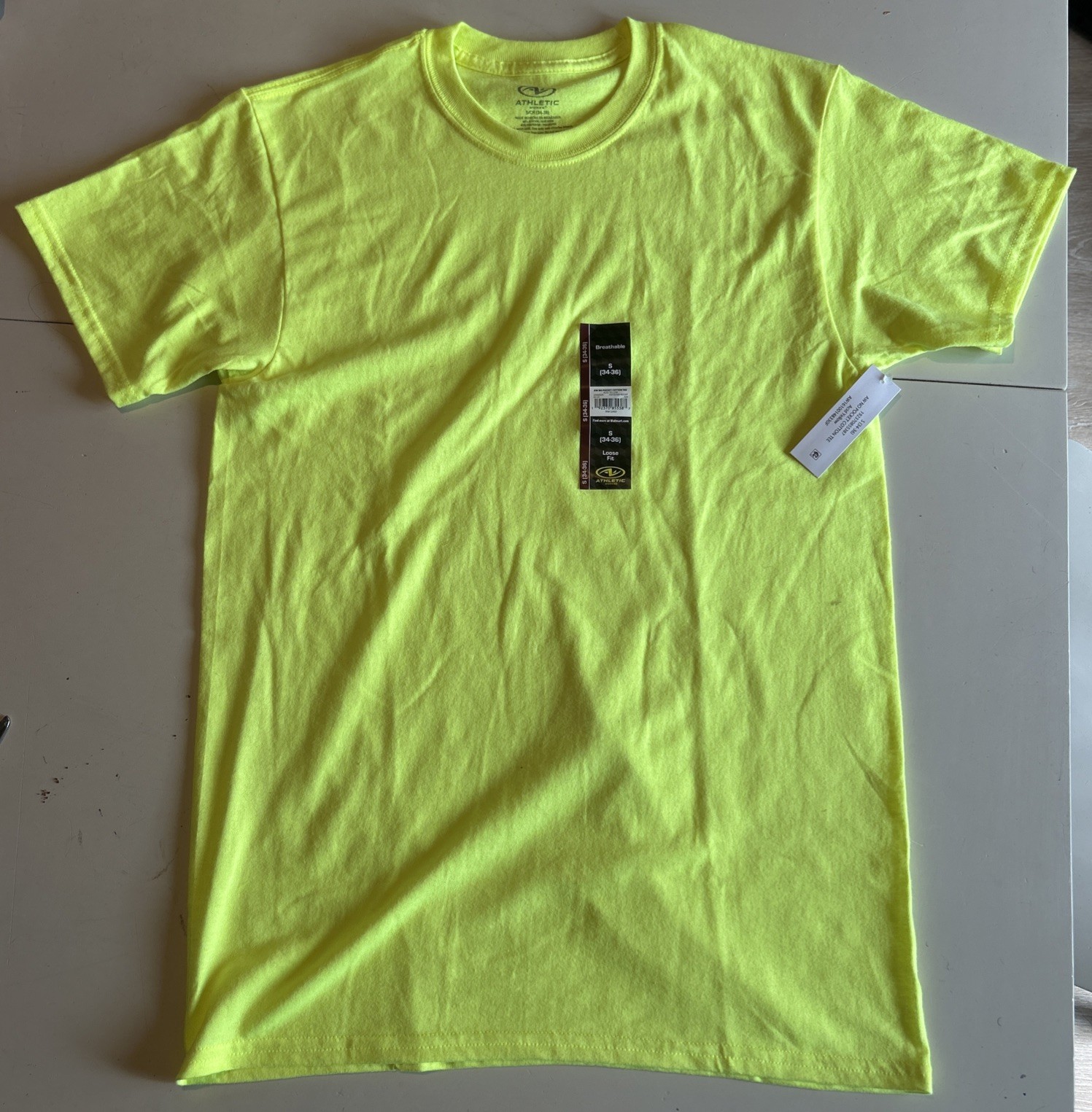 Athletic Works Loose Fit No Pocket Cotton Tee Men Sz S (34-36) NWT Acid Yellow gallery