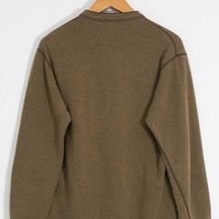 LL Bean Wool Blend Henley Thermal Shirt Mens Medium – Long Sleeve Dark Brown