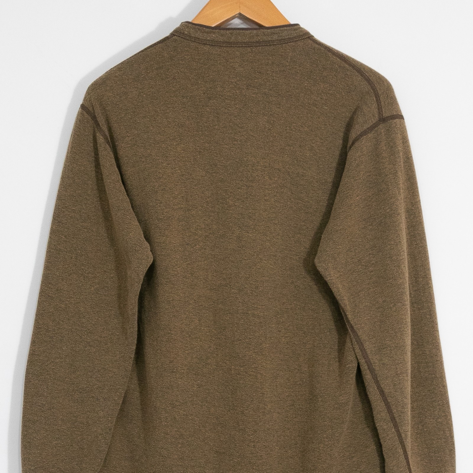 LL Bean Wool Blend Henley Thermal Shirt Mens Medium - Long Sleeve Dark Brown gallery