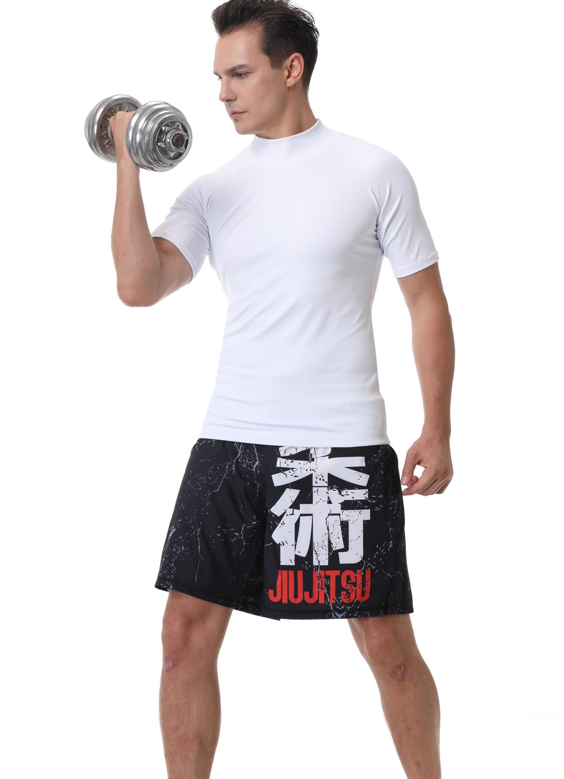Men's Compression Mock Turtleneck Short Sleeve Shirts High Neck Quickly Dry W... gallery