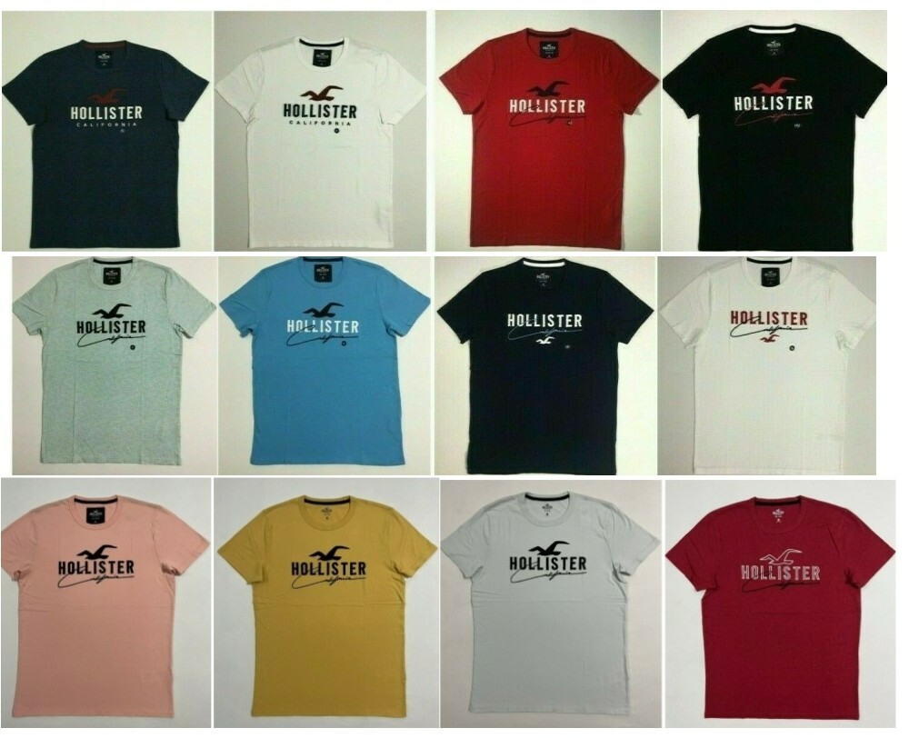 Hollister Men's Applique Graphic T-Shirt Crew Neck Logo Tee Size XS S M L XL XXL gallery