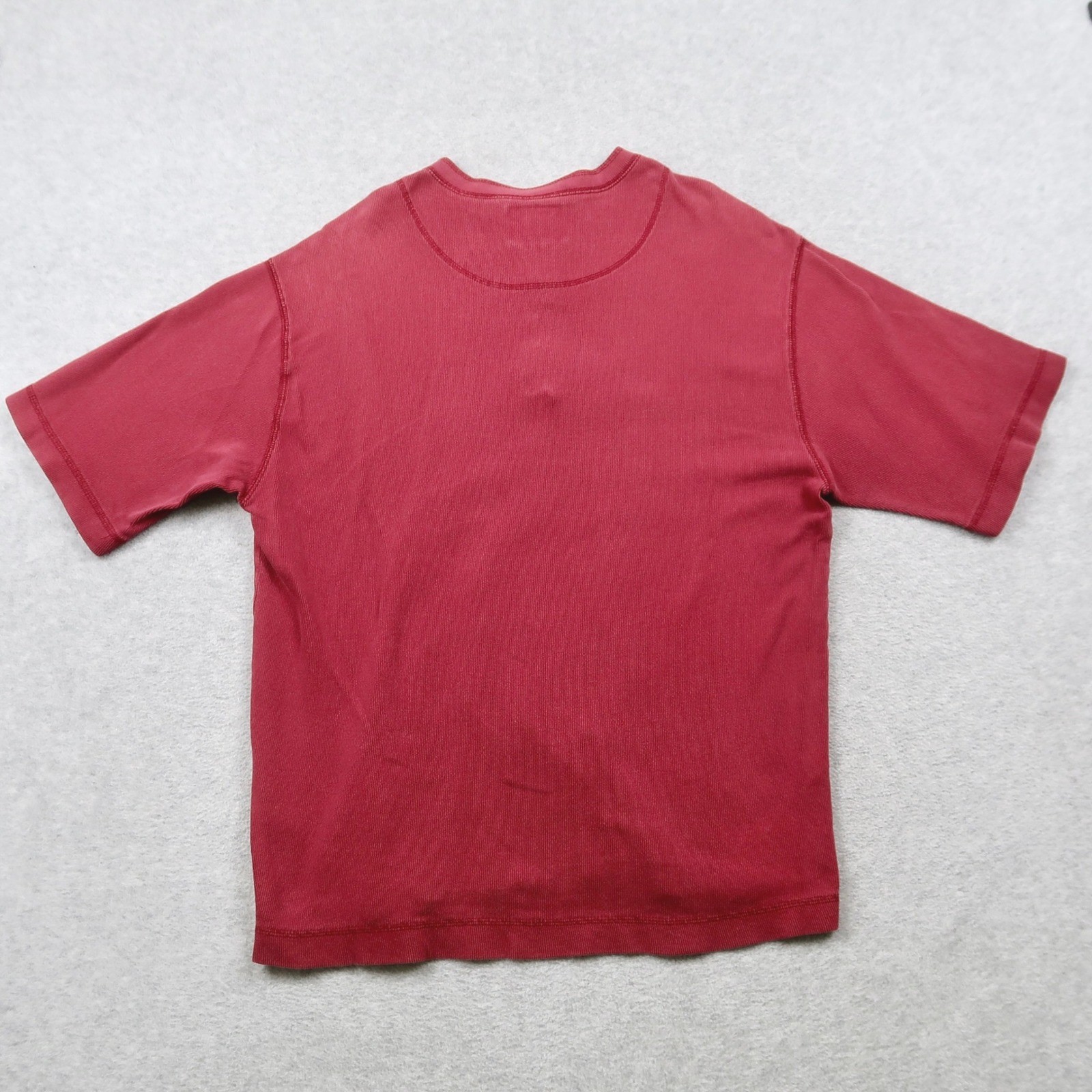 Vintage Levis Mens Henley Shirt M Burgundy Red Short Sleeve Ribbed Cotton gallery