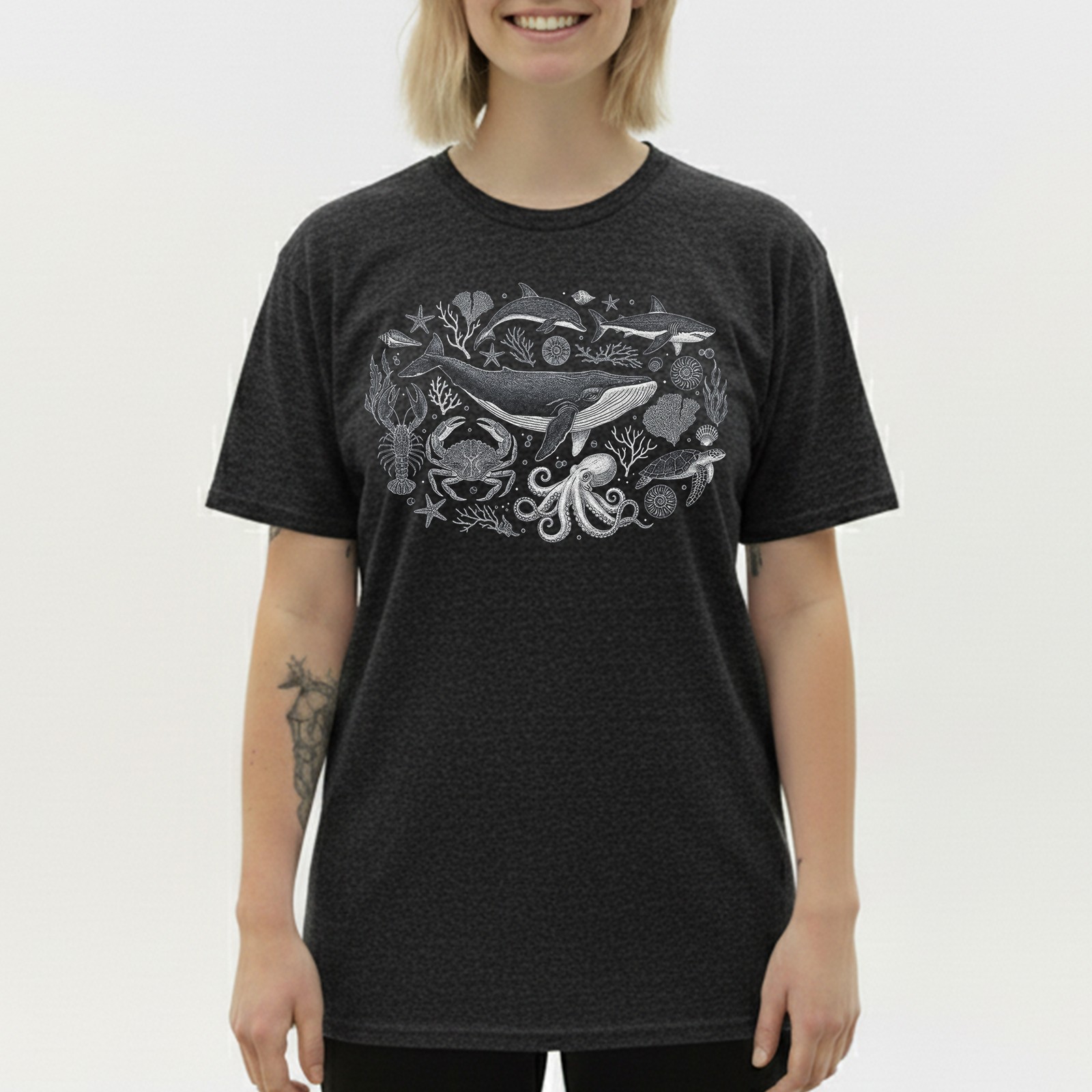 Sea Life Whale Shark Octopus Ocean Marine Retro Vintage Animal Gift Tee gallery