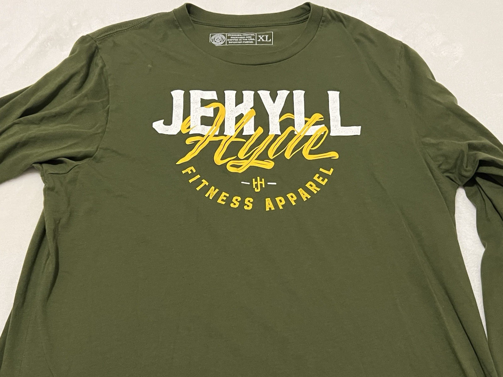 Mens Jekyll And Hyde Fitness Long Sleeve Shirt green Gold Size Gym XL $40 gallery