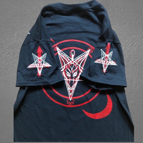 Baphomet Inverted Crosses Pentagram Hail Satan T Shirt S to 2XL Sizes Solve gallery