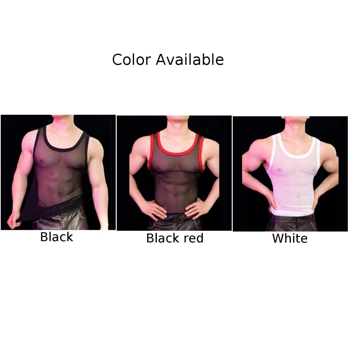 Men's Sports Sleeveless Vest Sheer Mesh Tank Top Nightclub Party Shirt gallery