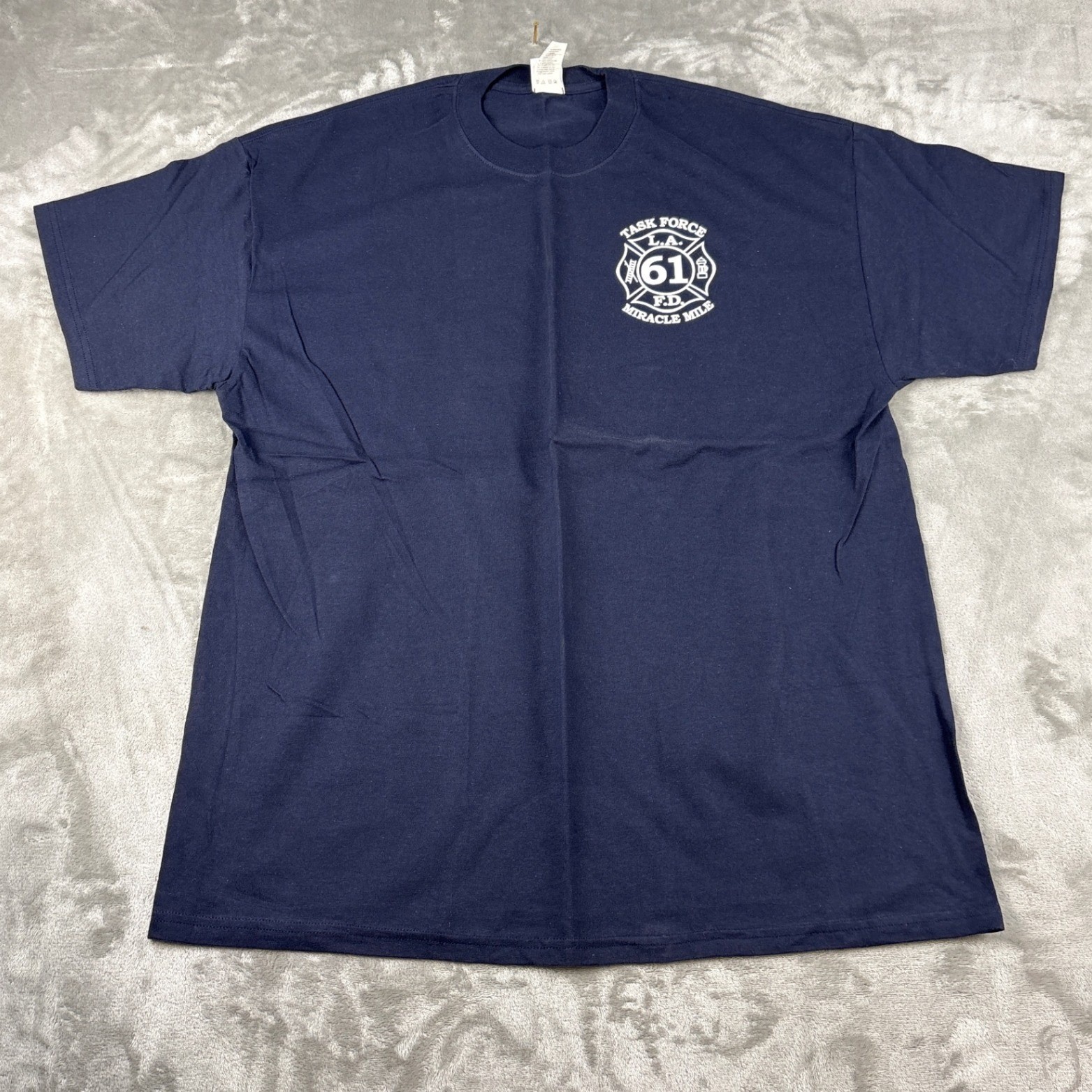 Collectible Hanes Beefy-T LAFD Miracle Mile Graphic T-Shirt Mens XL Navy Blue