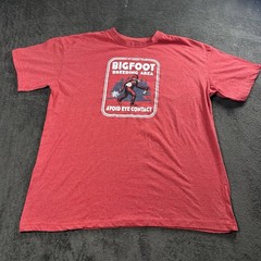 Bigfoot Breeding Area Funny Graphic Tee XL Heather Red Sasquatch Novelty