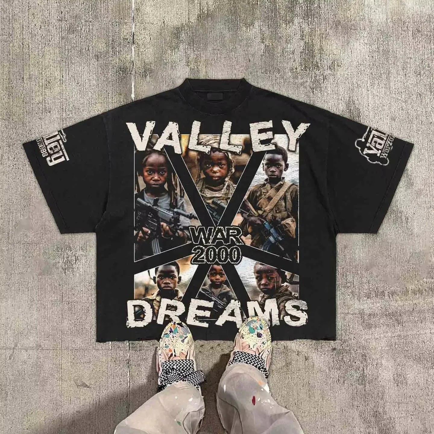 Men's Hip Hop Style Graphic Print Boxy Fit Round Neck Cotton T-Shirt Streetwear gallery