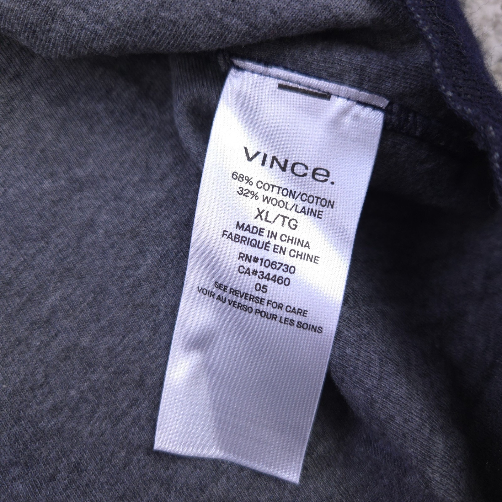 Vince Shirt Mens XL Wool Blend Brushed Long Sleeve Crew Neck Tee Navy Blue EUC gallery