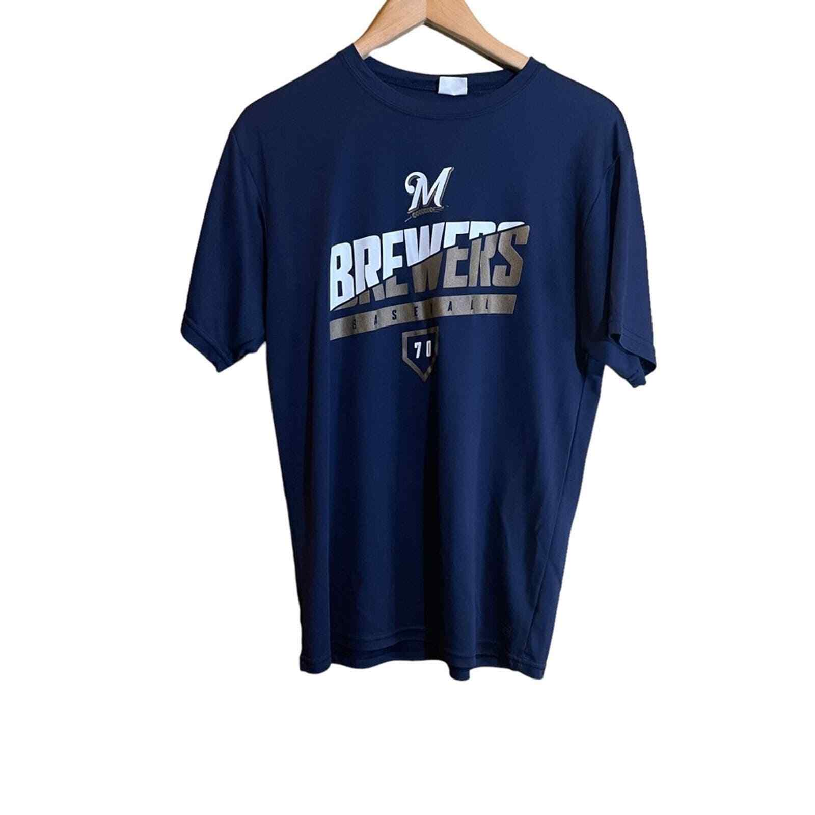 Augusta Sportswear Milwaukee Brewers Mens Navy Blue Performance T-Shirt Size M gallery