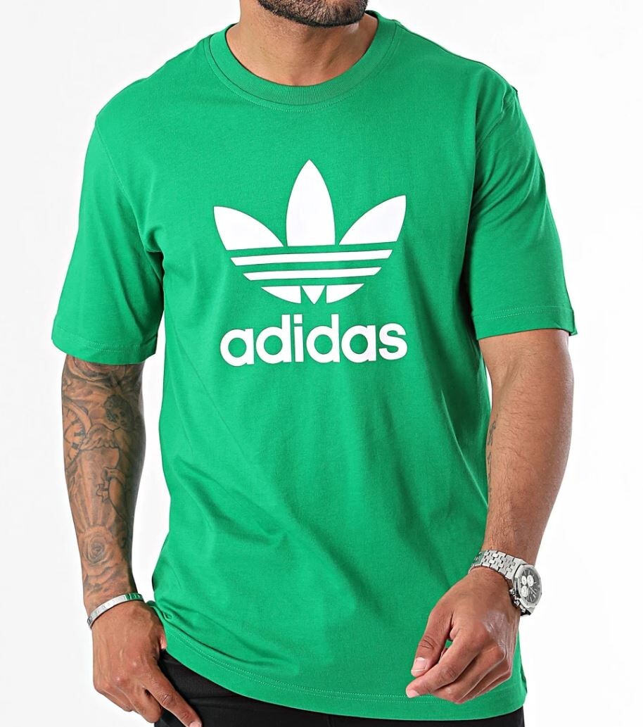 NEW MENS ADIDAS ORIGINALS TREFOIL TEE SHIRT ~SIZE LARGE #IR8012 GREEN gallery