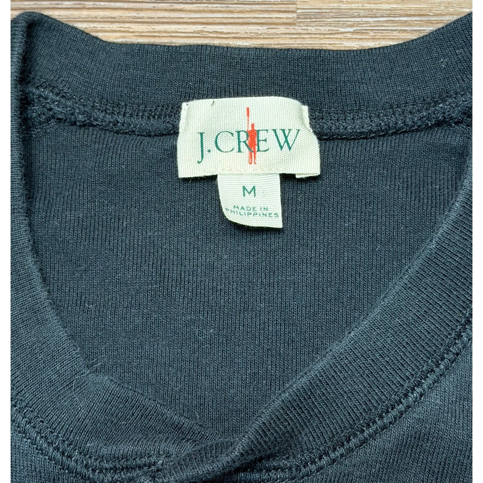 J.Crew Oarsman Heritage Brushed Rib-Knit Long Sleeve Henley Shirt Black Sz M gallery