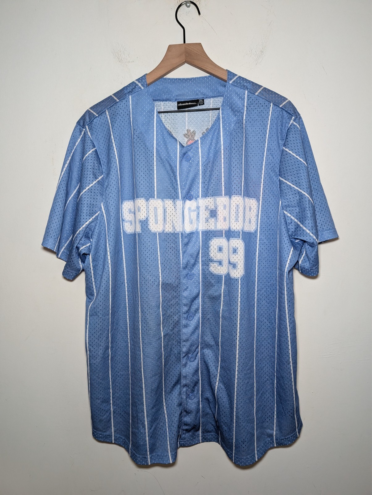 SpongeBob Square Pants Size 2XL Jersey Nickelodeon Blue w/Graphics Front Button gallery