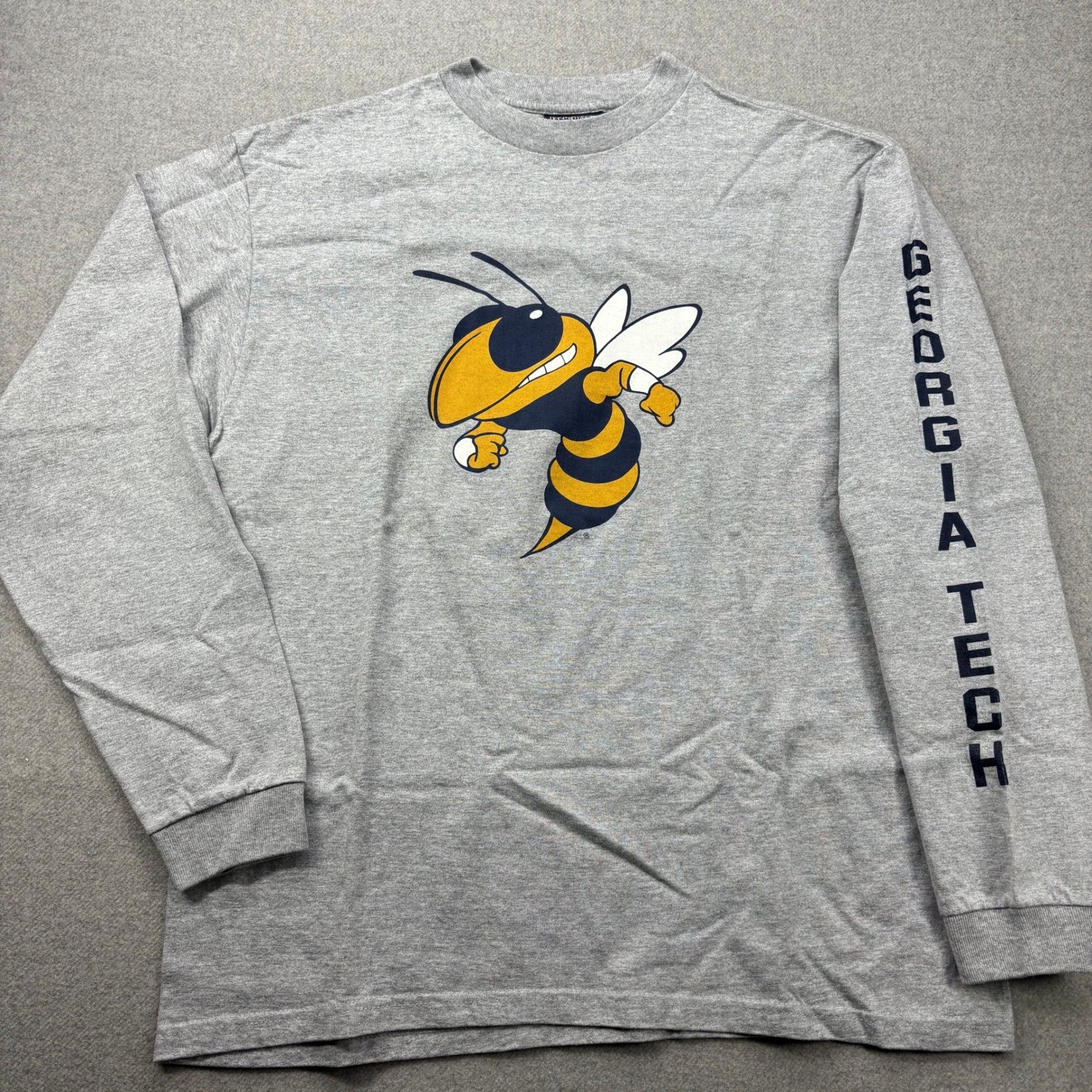 Vintage 90s Georgia Tech Yellow Jackets Long Sleeve T Shirt Mens M Gray Spellout