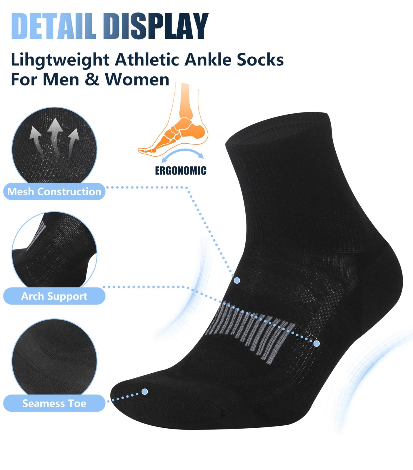 3 Pairs Merino Wool Socks for Men Business Casual Wool Ankle Thin Hiking Runn... gallery