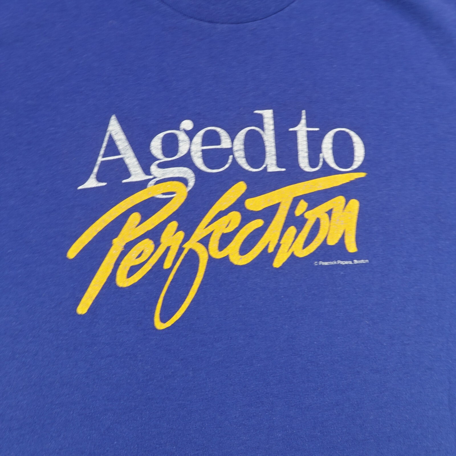 Vintage Peacock Papers Shirt Mens Large Blue Aged to Perfection Stedman 80s USA gallery
