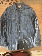 UES Railway Indigo Work Chambray Shirt Long Sleeve Size L Good Condition