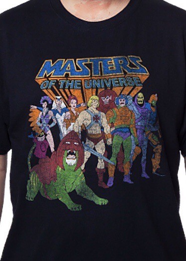 He-Man Masters of the Universe Heroes and Villains Cast Black T-Shirt SM, MD