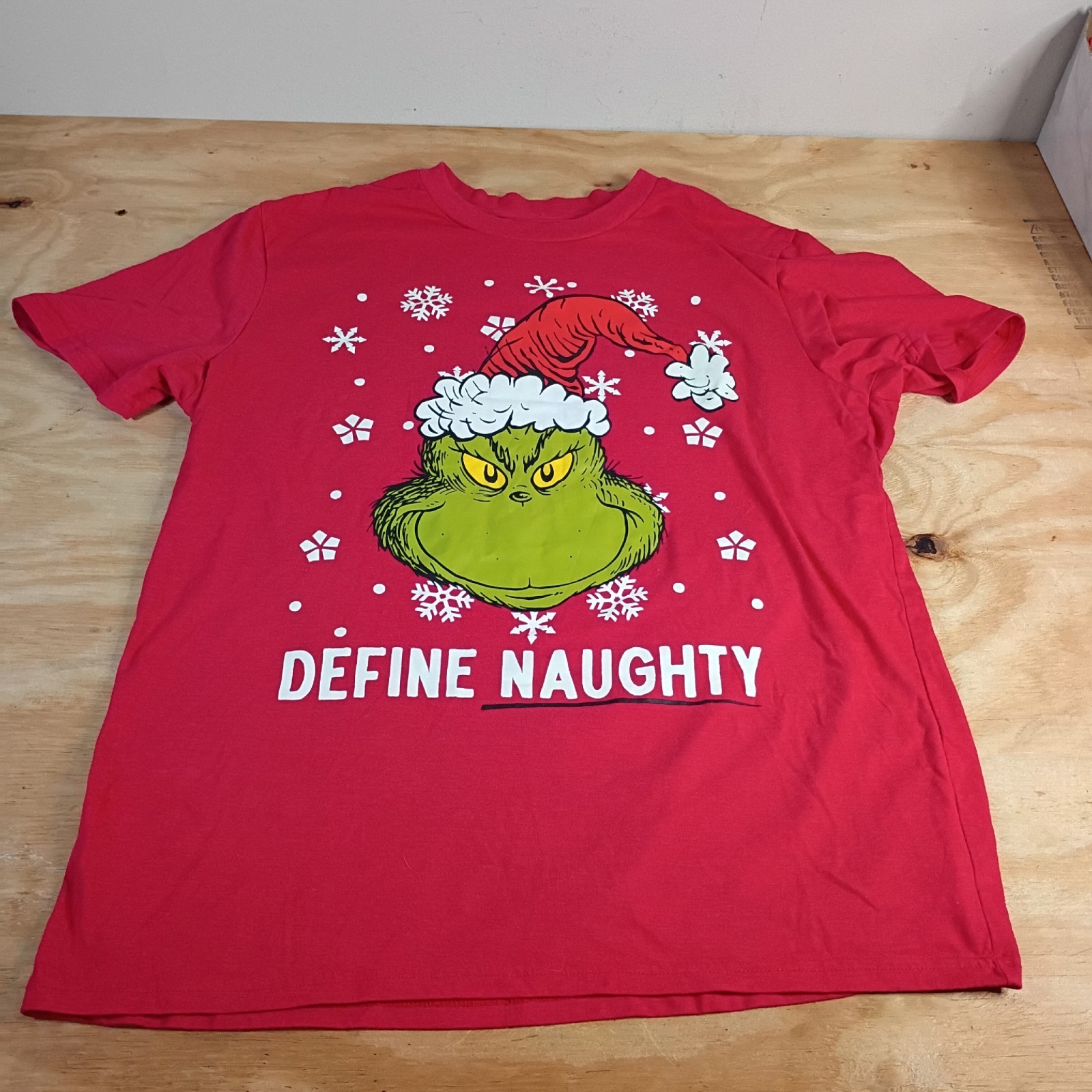 Dr Seuss The Grinch Define Naughty Christmas Holiday T-Shirt Mens Size XL Red gallery