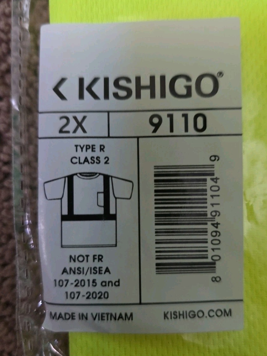 Kishigo 9110-9111 High-Performance Microfiber T-Shirt 2X Type R Class 2 New gallery