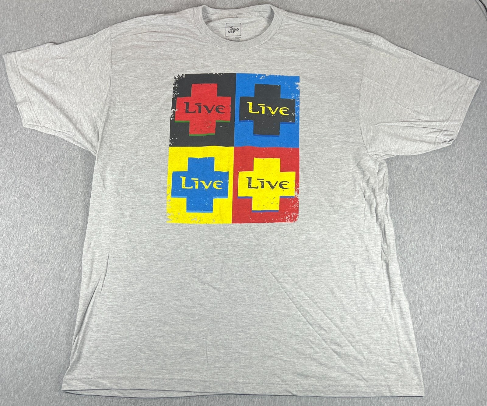 Live Rock Band T Shirt 2X XXL Gray The Thread Shop Alternative Rock Concert Vtg gallery