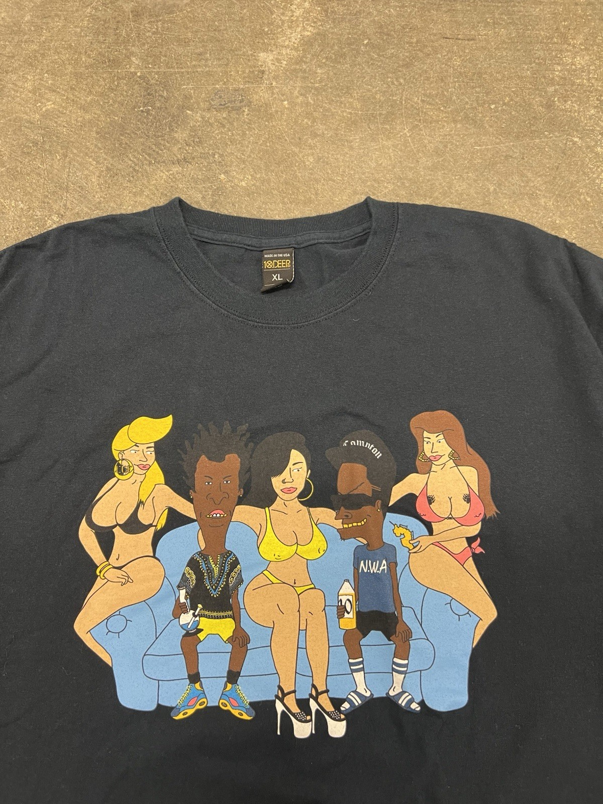 10.Deep Beavis And Butthead NWA Mens Graphic T Shirt Size XL Navy Blue
