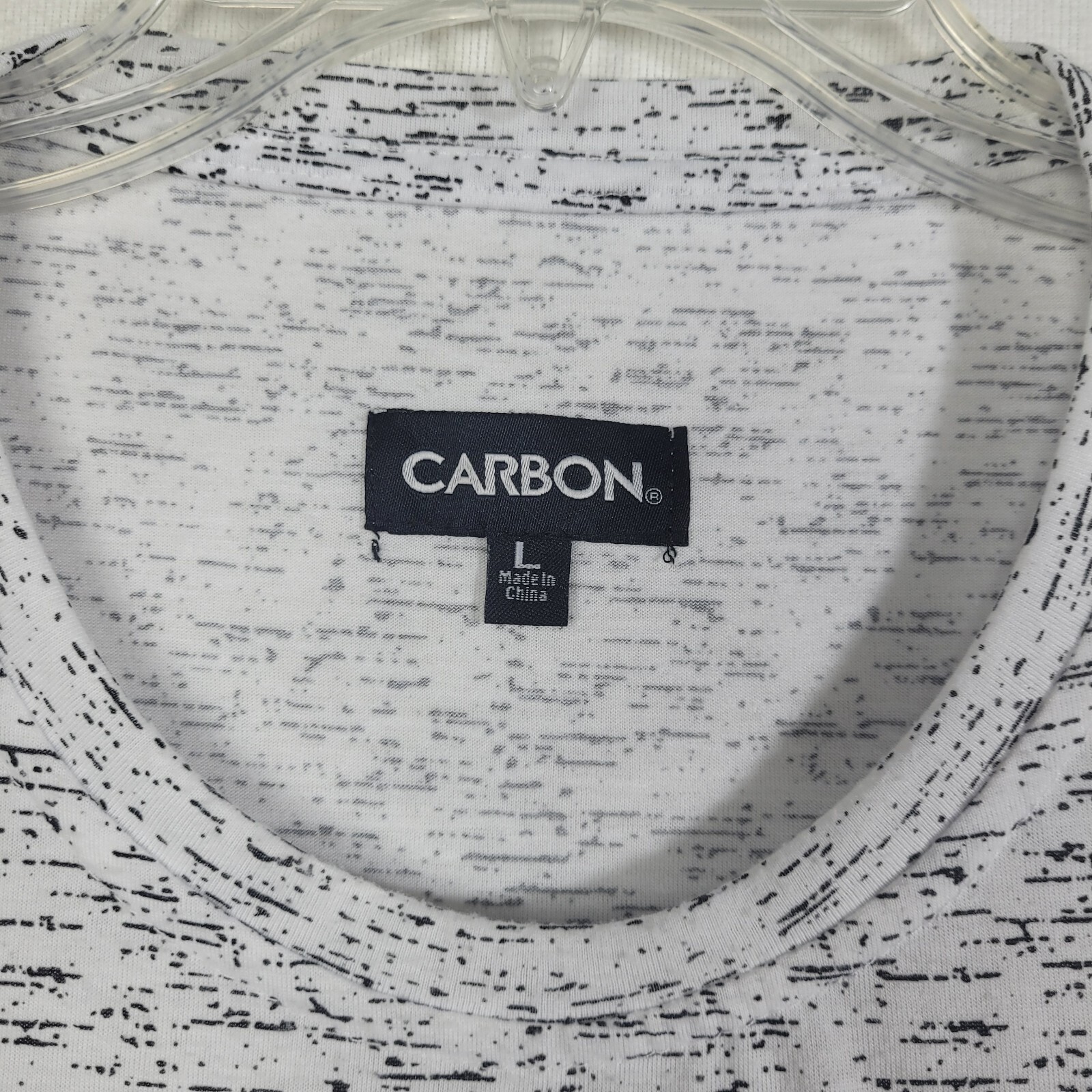 Carbon Mens T Shirt Size L Distressed White Gray Knit Rayon Crew Neck 70's gallery