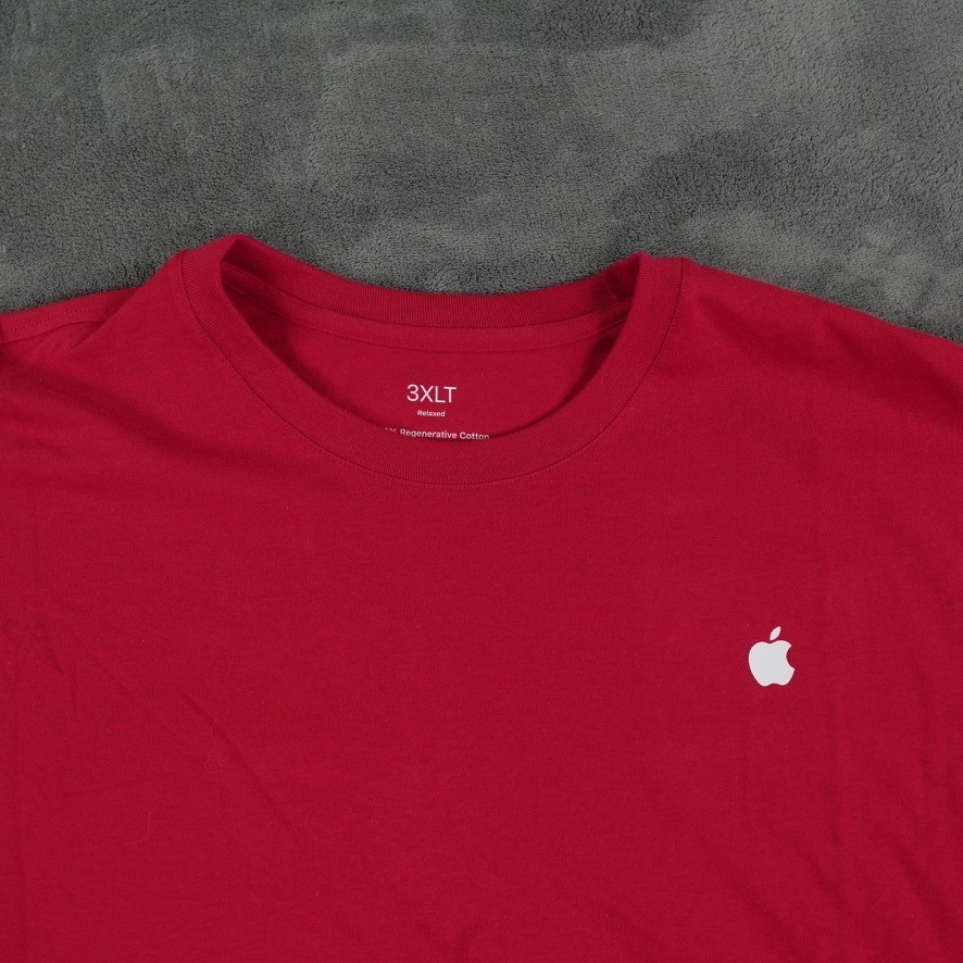 Apple Long Sleeve Shirt Mens 3XLT Red Relaxed Fit Regenerative Cotton Logo Store gallery