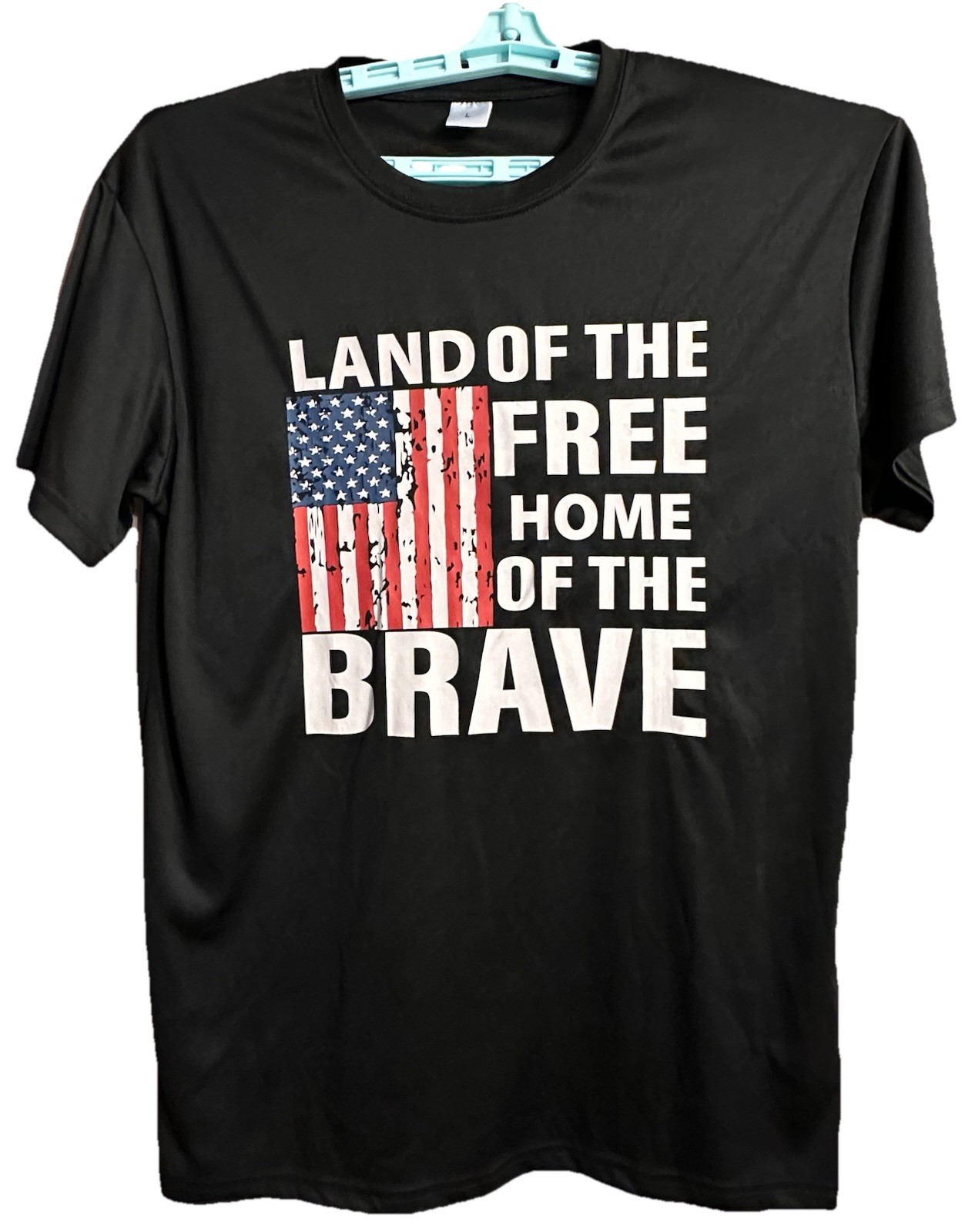 American Flag Land Of The Free Home Of The Brave Unisex T-Shirt Sz L Patriotic
