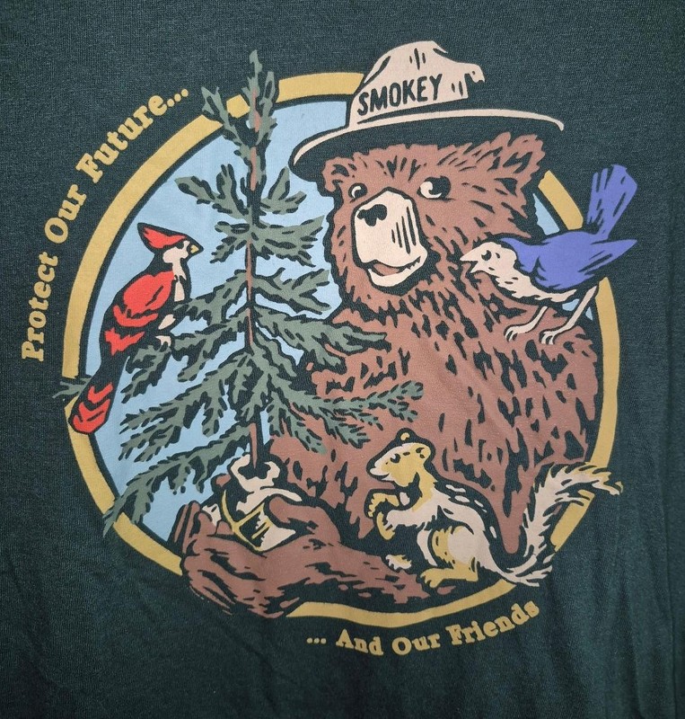 Smokey the Bear Protect Our Future National Parks Ringer T Shirt L Large gallery