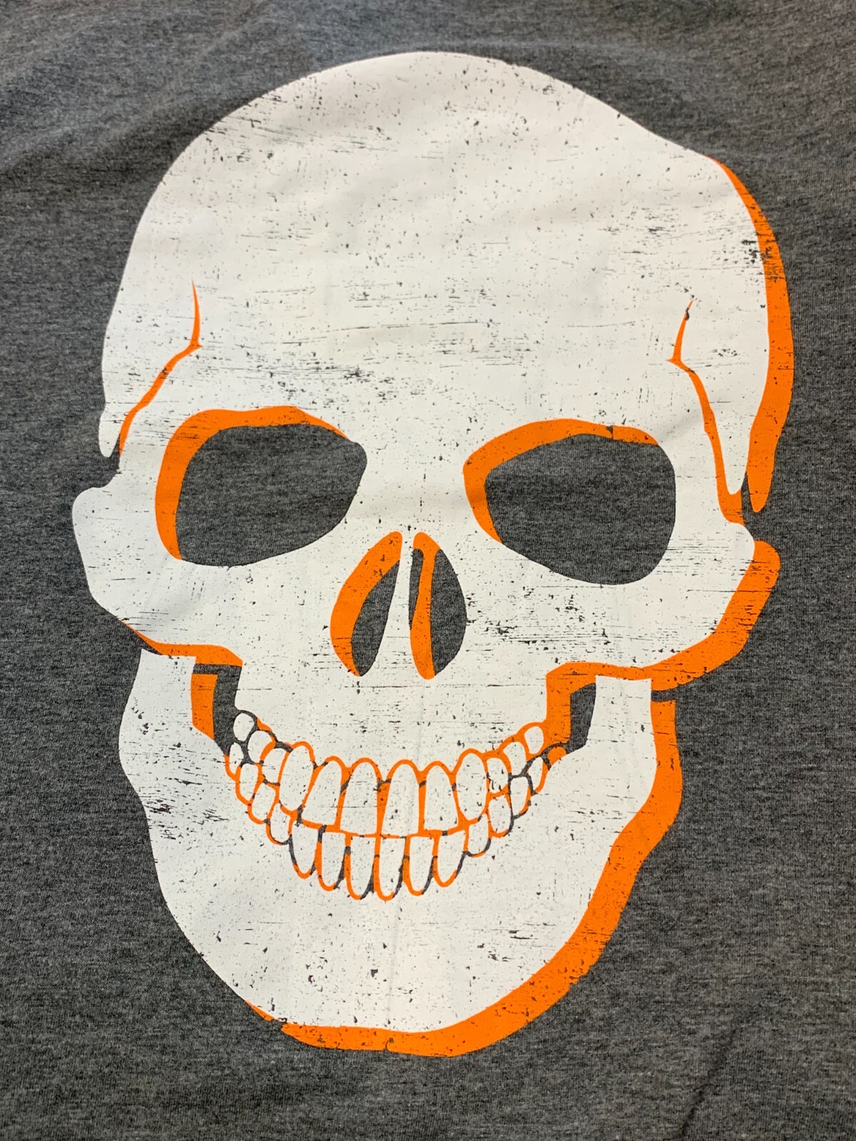 Mission Ridge Skull T Shirt Men's Size Large Gray White Orange Graphic Halloween gallery