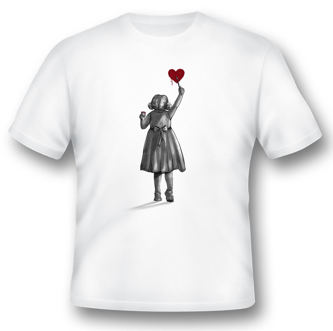 Create art girl heart black or white tee