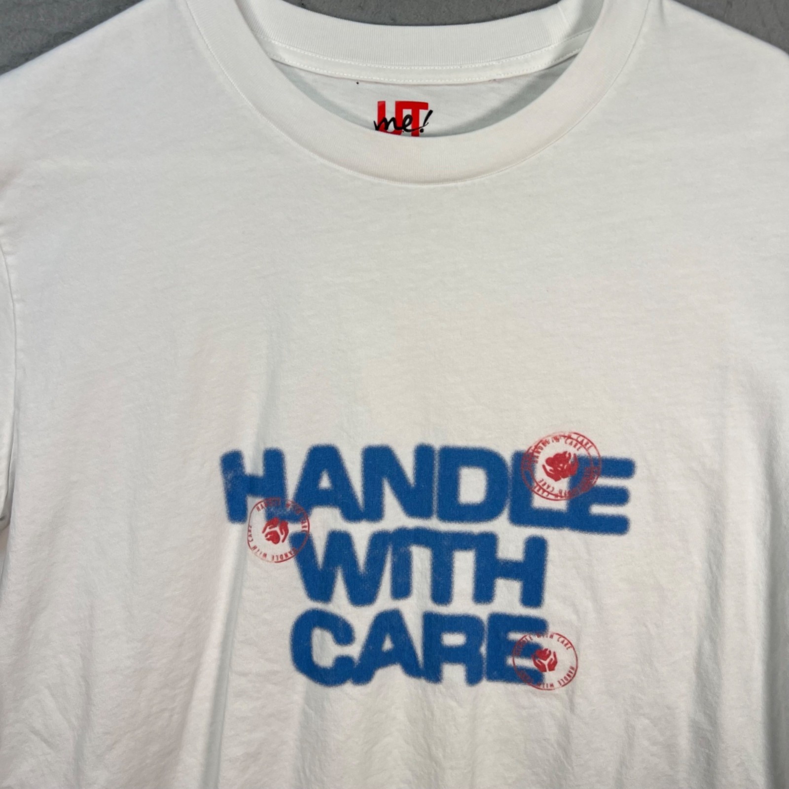 Uniqlo UT Handle With Care Graphic White T-Shirt Mens Large 100% Cotton gallery
