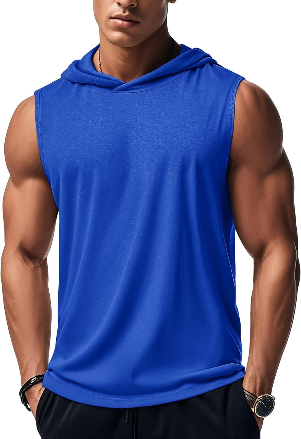 Mens Cotton Sleeveless Tank Top Summer Muscle Tee Breathable Casual Hoodie Shirt gallery
