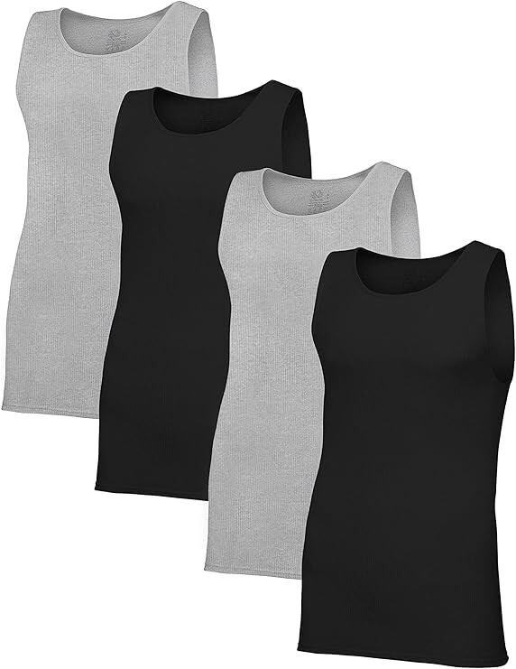 Fruit of the Loom Men's Ribbed Assorted Tank Top A-Shirts 4-Pack Small to 3X gallery