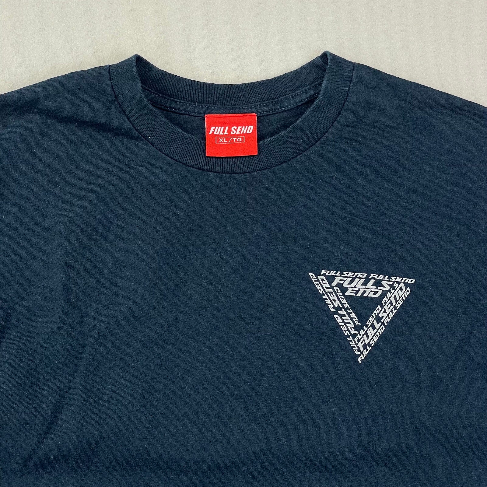 FULL SEND Nelk Boys T-Shirt Mens XL Dark Navy Triangle Graphic Spell-Out Tee gallery