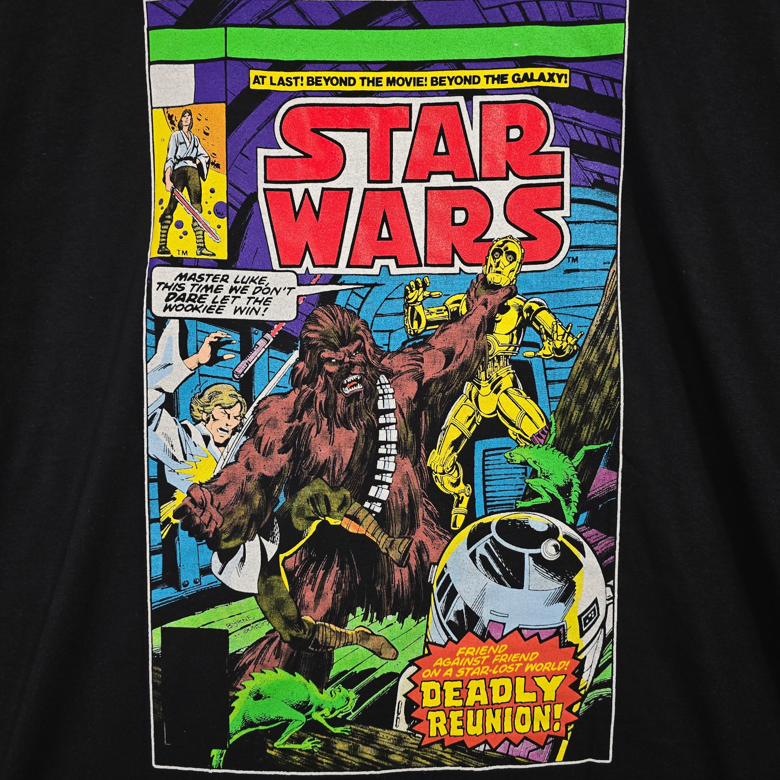 Star Wars Comic Book Shirt Mens 2XL XXL Black Chewbacca Luke C3P0 R2D2 NWT gallery