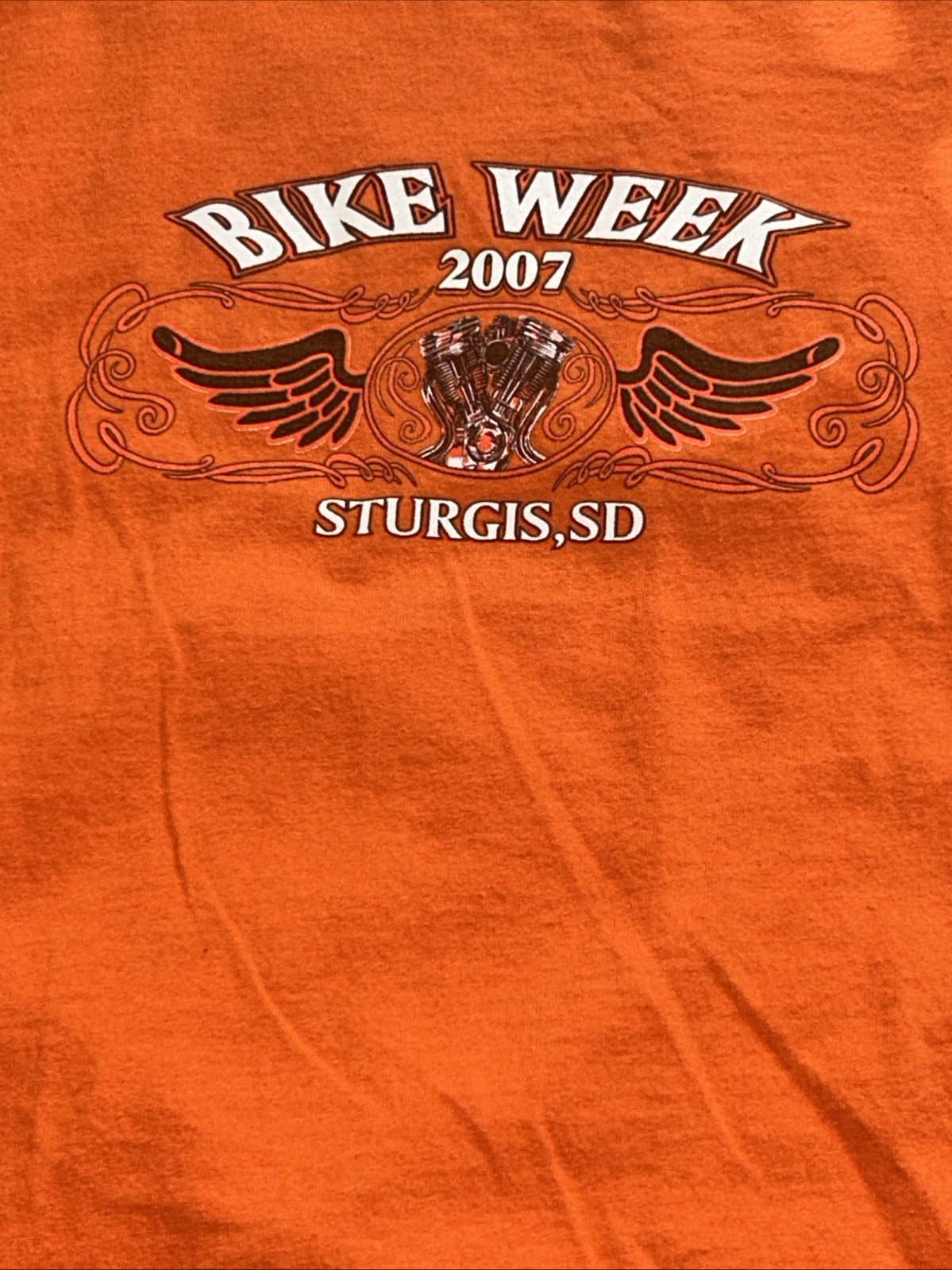 Biker Short Sleeve Orange Shirt L Sturgis 2007 gallery