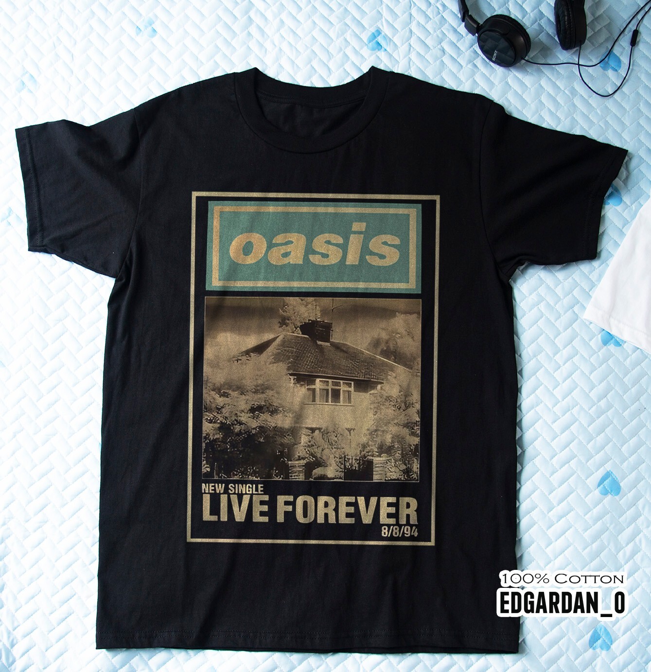 Oasis – Live Forever Vintage Black T-Shirt Unisex S-5XL