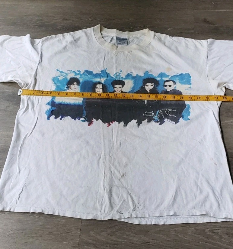 VTG 90s Brockum The Cure WISH TOUR 1992 White TShirt Oversized OSFA Y2K STAINS gallery
