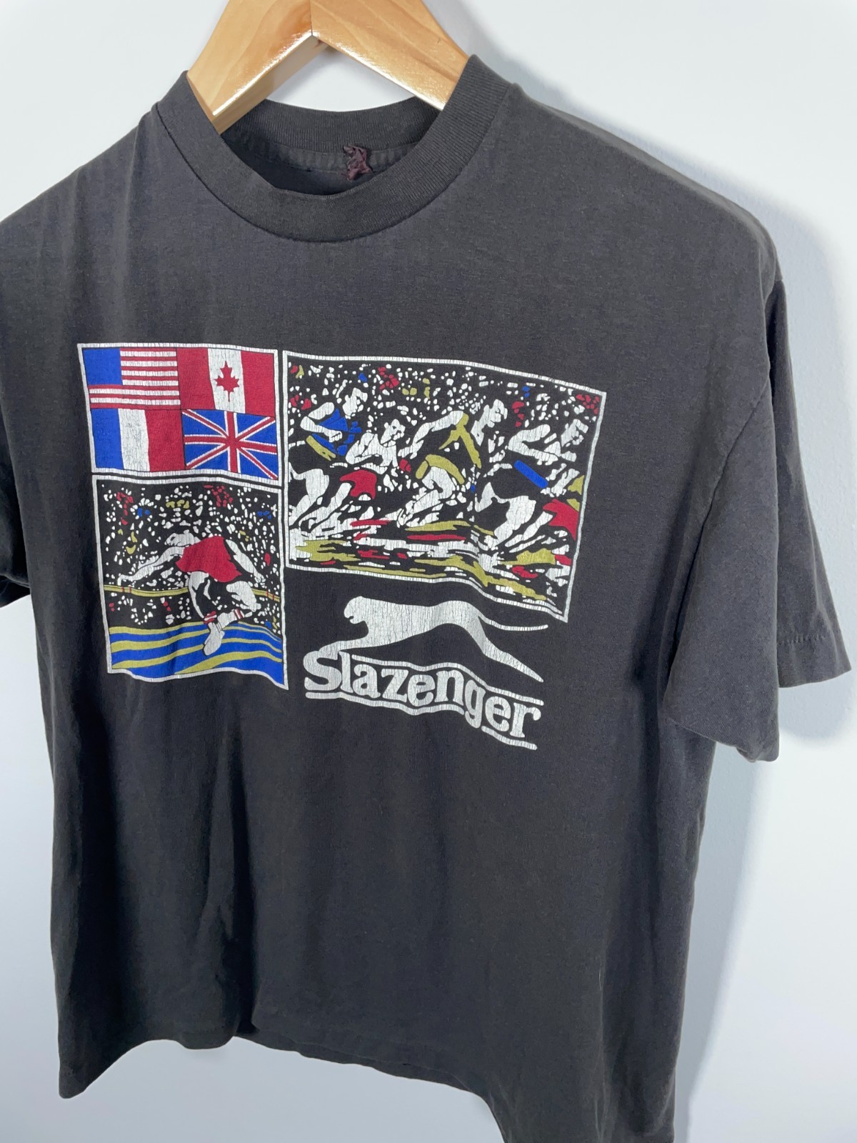 80s Slazenger T-Shirt Adult Large Black Single Stitch Track & Field USA Made gallery